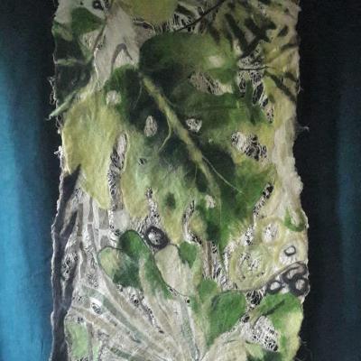 Tableau textile laine soie et lin tropical 1 65x130cm